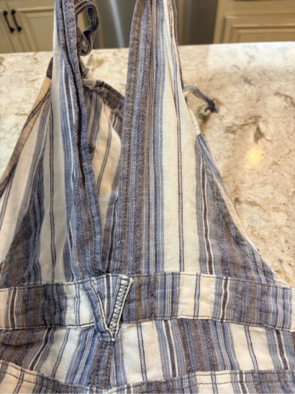 Free People Blue and White Striped Linen Romper - Picture 7 of 10